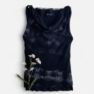Vintage Y2K black tie dye sleeveless mesh top